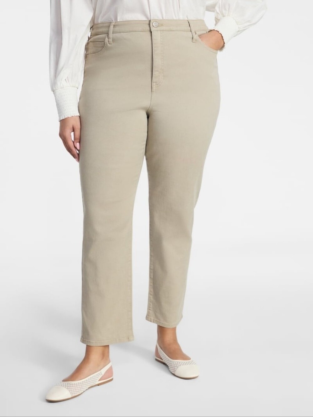 Terra & Sky NWT Women's High-Rise Straight Leg Jeans Plus Size 20W Petite Khaki